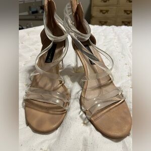 Used clear and nude Steve Madden heels